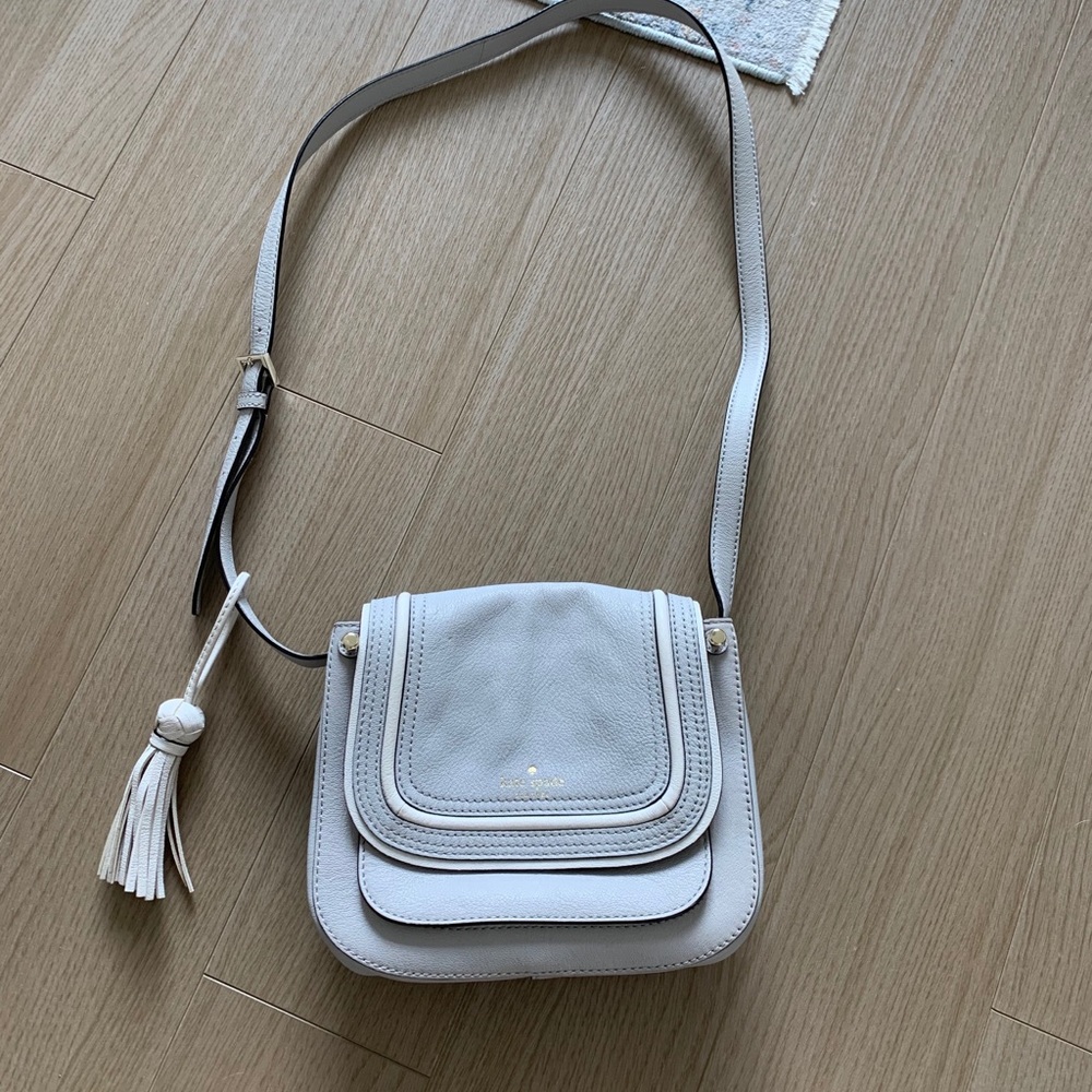 Kate Spade Gray and White leather crossbody bag